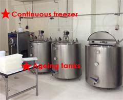 Aeging tank and continuous freezer