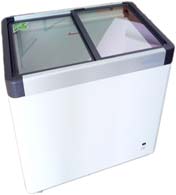 Low cost freezer with glass